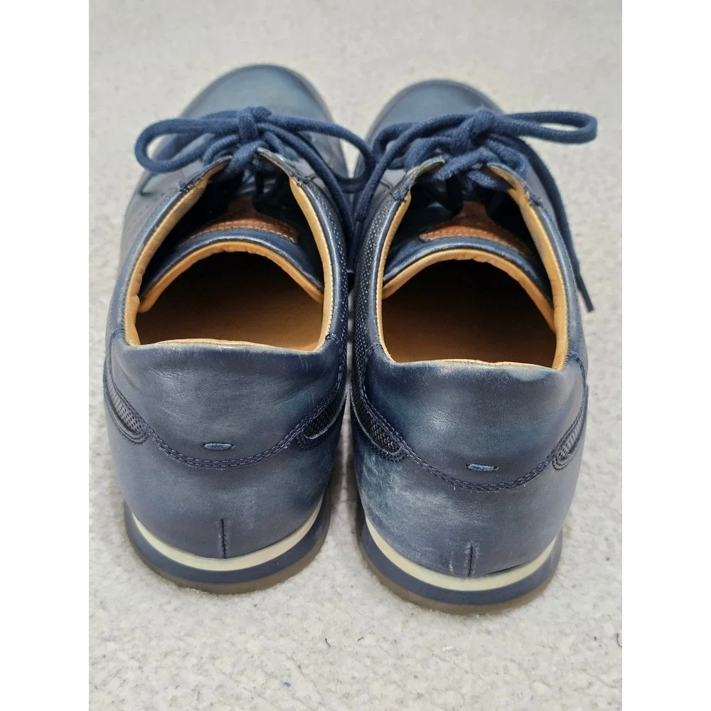 Magnanni Mens Navy Perforated Leather Sneakers Made in Spain 19208 Size 10.5